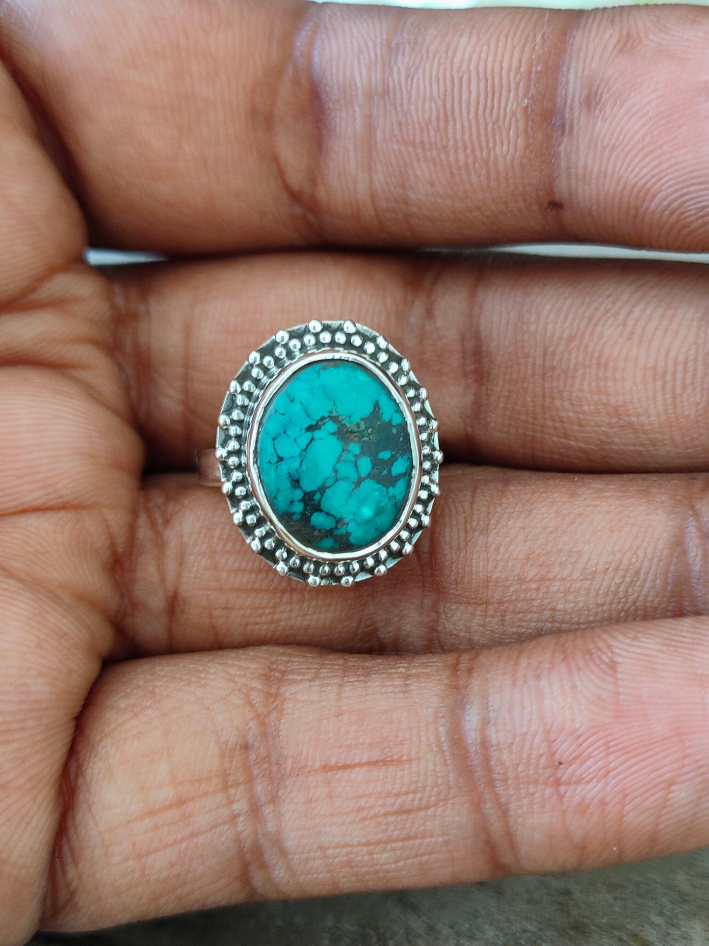 Turquoise Boho  Ring - Turquoise Sterling Silver Ring - Hand Crafted Bohemian Ring-Bohemian Ring - Turquoise - Rings -Gift for - bohemian