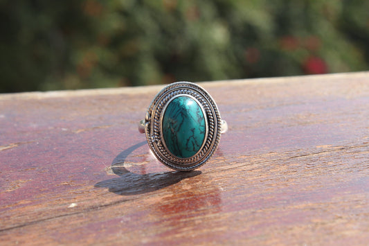 minimalist# wedding#Turquoise Stone Sterling Silver Ring - Hand Crafted Bohemian Ring -Bohemian Ring - Turquoise Ring - Rings-Gift for her