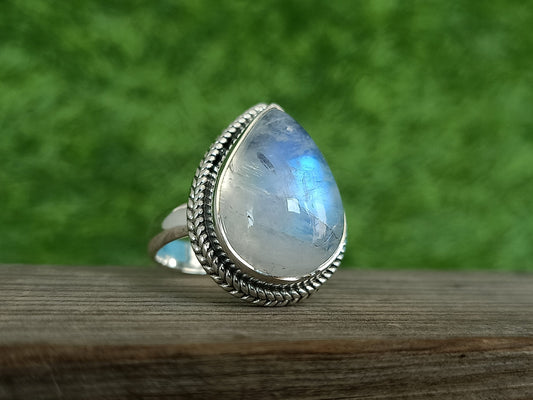 Boho Statement Ring| Rainbow Moonstone Sterling Silver Ring |Hand Crafted Bohemian Ring |Boho Ring | Rainbow Moonstone Ring | Rings for Gift
