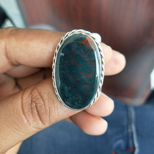 Boho Statement Ring - Bloodstone Sterling Silver Ring - Hand Crafted Bohemian Ring - Bohemian Ring - Bloodstone Ring - Rings - Gift for