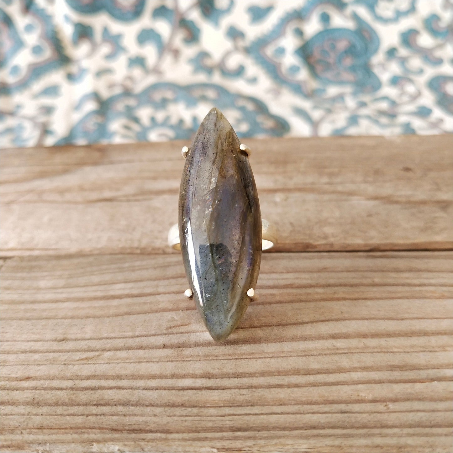 Natural Labradorite Marquise Stone ring - Cabochon Fire ring - 925 sterling silver ring - Big Size ring - Anniversary Gift - Labradorite