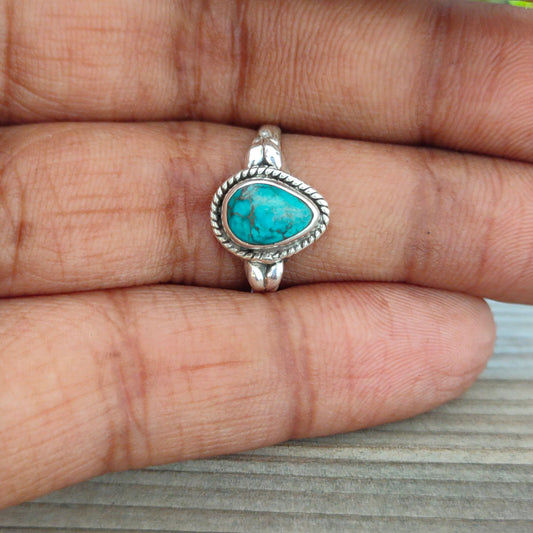 Turquoise  Gemstone Boho  Ring - 925 Sterling Silver Ring - Turquoise Bohemian Ring - Bohemian Ring - Turquoise ring- Rings - Gift for -Ring