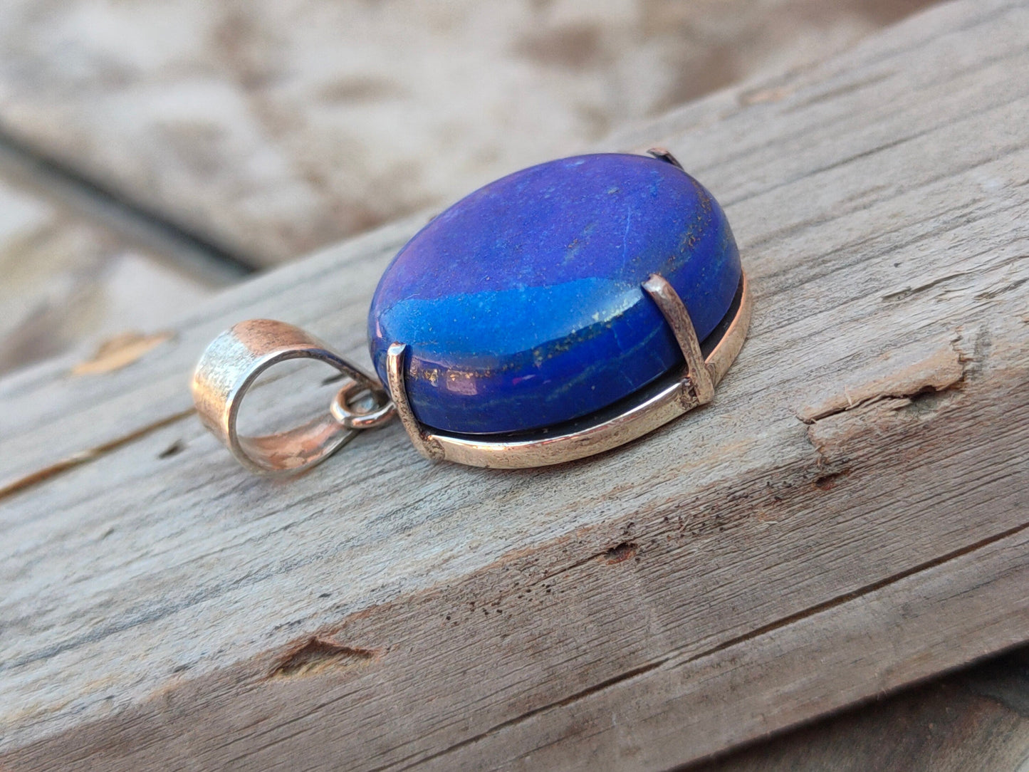 Handmade Lapis Pendant of Solid 925 Sterling Silver, Beautiful Lapis Pendant in Round Shape, Bezel Pendant Gift for her