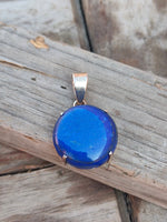 Handmade Lapis Pendant of Solid 925 Sterling Silver, Beautiful Lapis Pendant in Round Shape, Bezel Pendant Gift for her