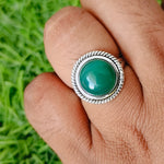 Boho Statement Ring - Green Onyx Sterling Silver Ring - Hand Crafted Bohemian Ring- Bohemian Ring - Green Onyx  - Rings -Gift for her Round