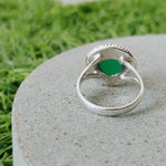 Boho Statement Ring - Green Onyx Sterling Silver Ring - Hand Crafted Bohemian Ring- Bohemian Ring - Green Onyx  - Rings -Gift for her Round