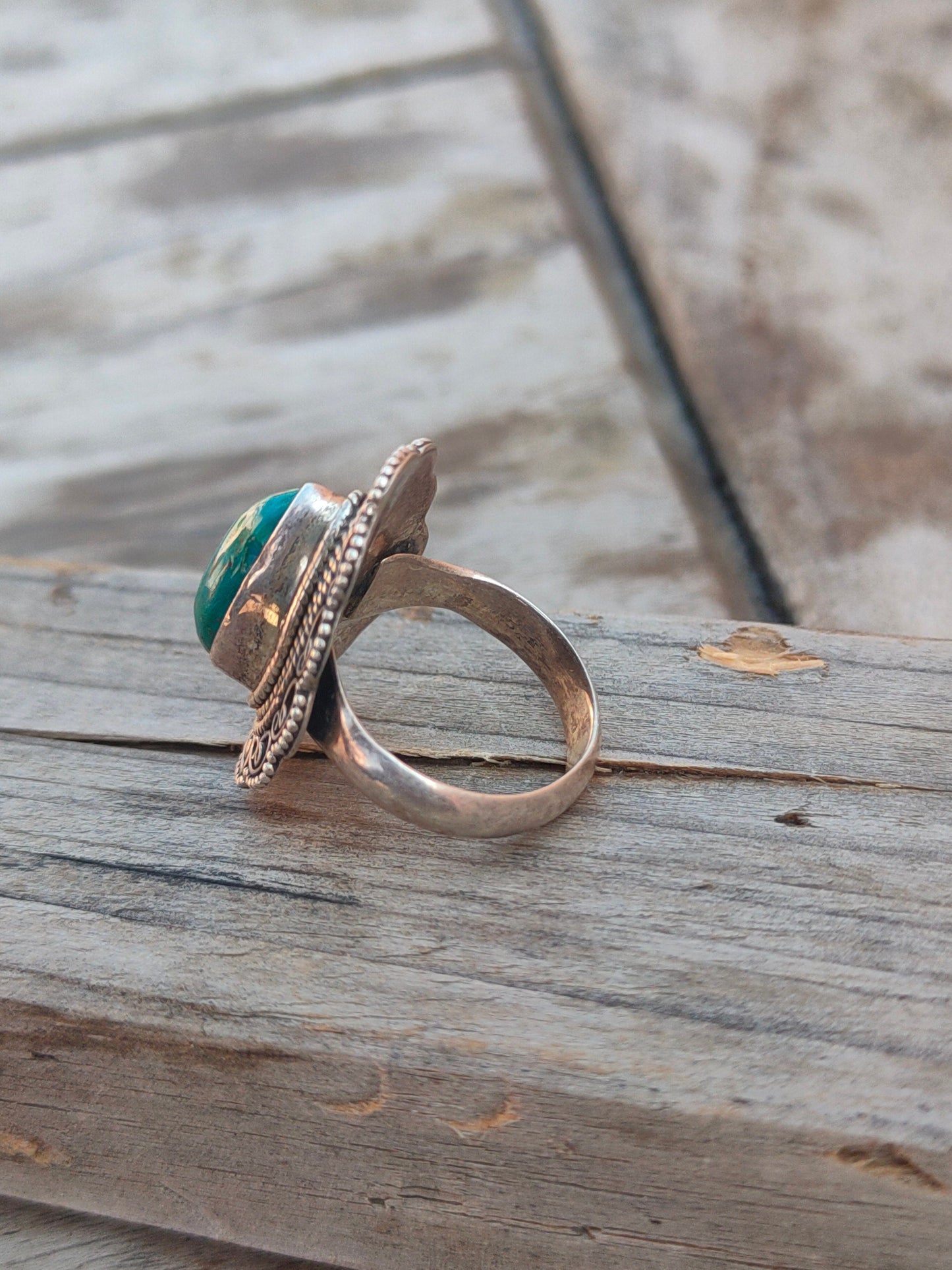 Turquoise Boho  Ring - Turquoise Sterling Silver Ring - Hand Crafted Bohemian Ring-Bohemian Ring - Turquoise - Rings -Gift for - bohemian