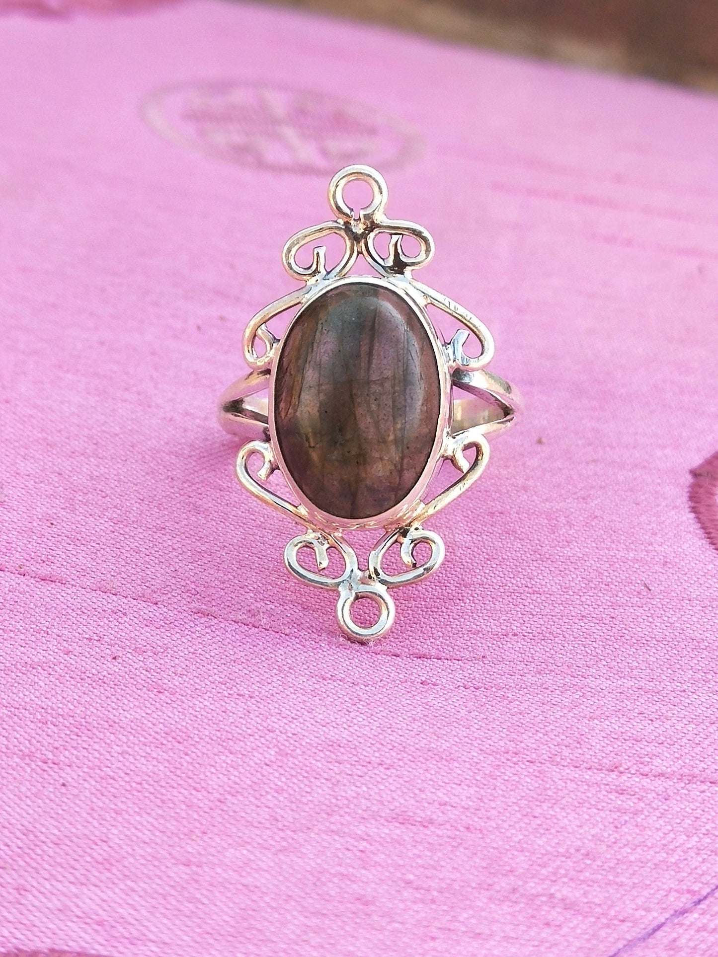 Boho Statement Ring - Labradorite  Sterling Silver Ring - Hand Crafted Bohemian Ring -Bohemian Ring - black rainbow Ring - Rings - Gift for