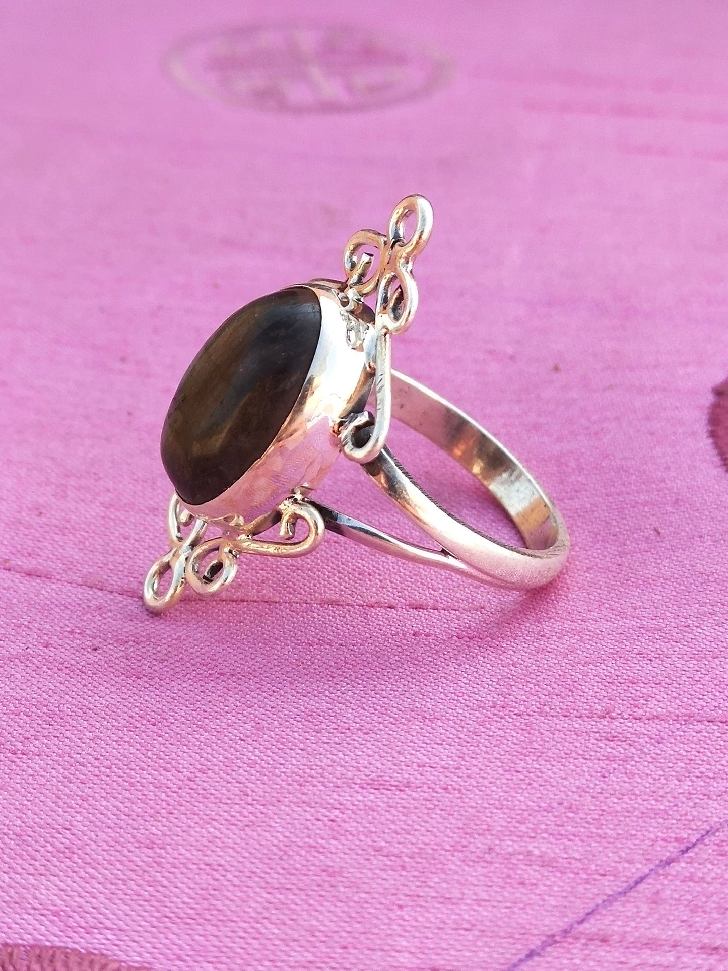 Boho Statement Ring - Labradorite  Sterling Silver Ring - Hand Crafted Bohemian Ring -Bohemian Ring - black rainbow Ring - Rings - Gift for