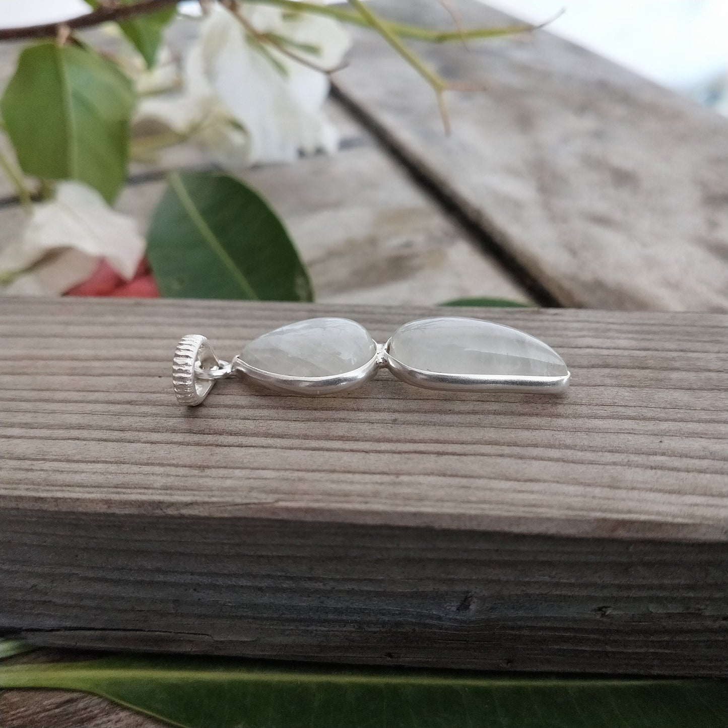 Rainbow Moonstone Dual stone Pendant in Solid 925-Sterling Silver | Gorgeous Handmade Rainbow Moonstone Pendant | Boho Pendant Gift for Her