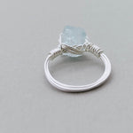 Aquamarine stone 925 sterling silver ring - wired ring - Raw Gemstone sterling silver Ring- Hand Crafted Bohemian Ring  - summer gift