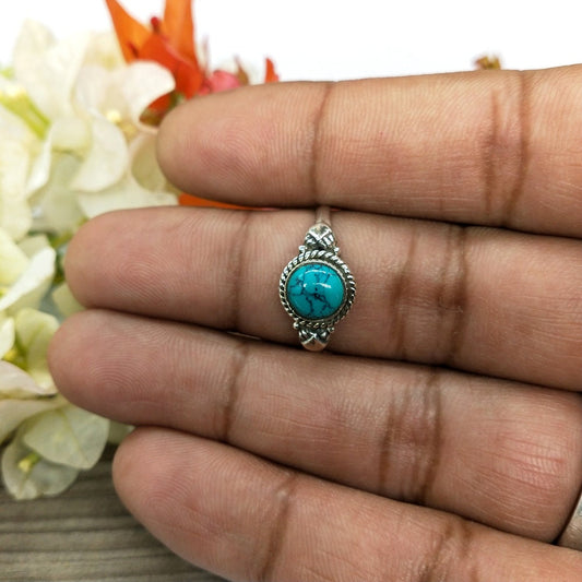 Turquoise  Gemstone Boho  Ring - 925 Sterling Silver Ring - Turquoise Bohemian Ring - Bohemian Ring - Turquoise ring- Rings - Gift for -Ring