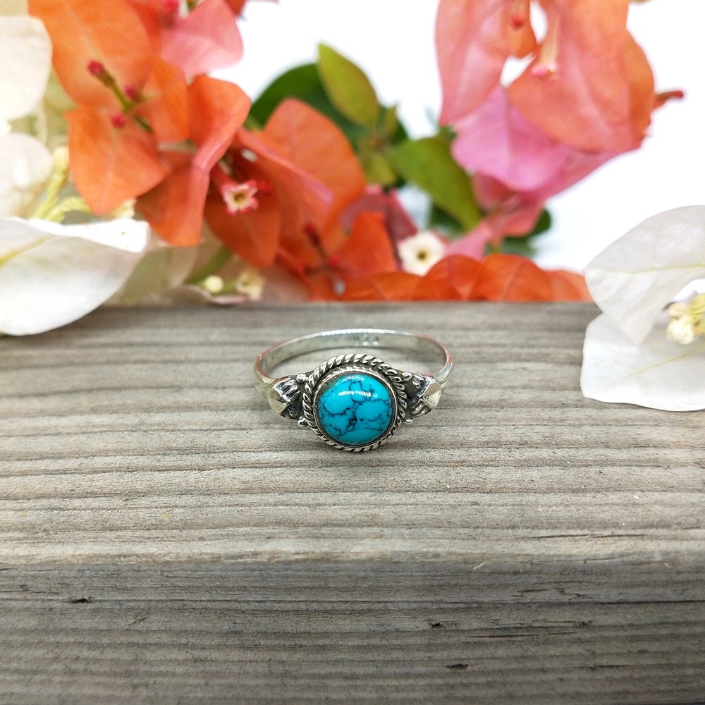 Turquoise  Gemstone Boho  Ring - 925 Sterling Silver Ring - Turquoise Bohemian Ring - Bohemian Ring - Turquoise ring- Rings - Gift for -Ring