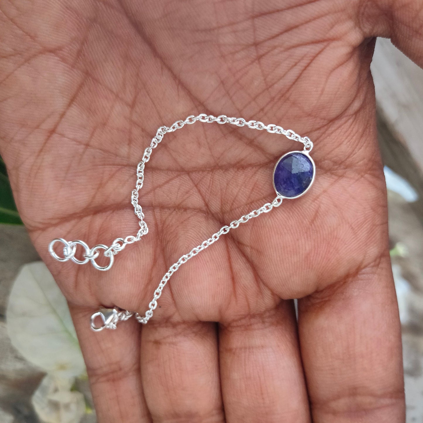 Lapis  bracelet - Silver Beaded Bracelet - Sterling Silver Bracelet - Dainty Silver Bracelet for Women Bracelets - Silver-dainty bracelet