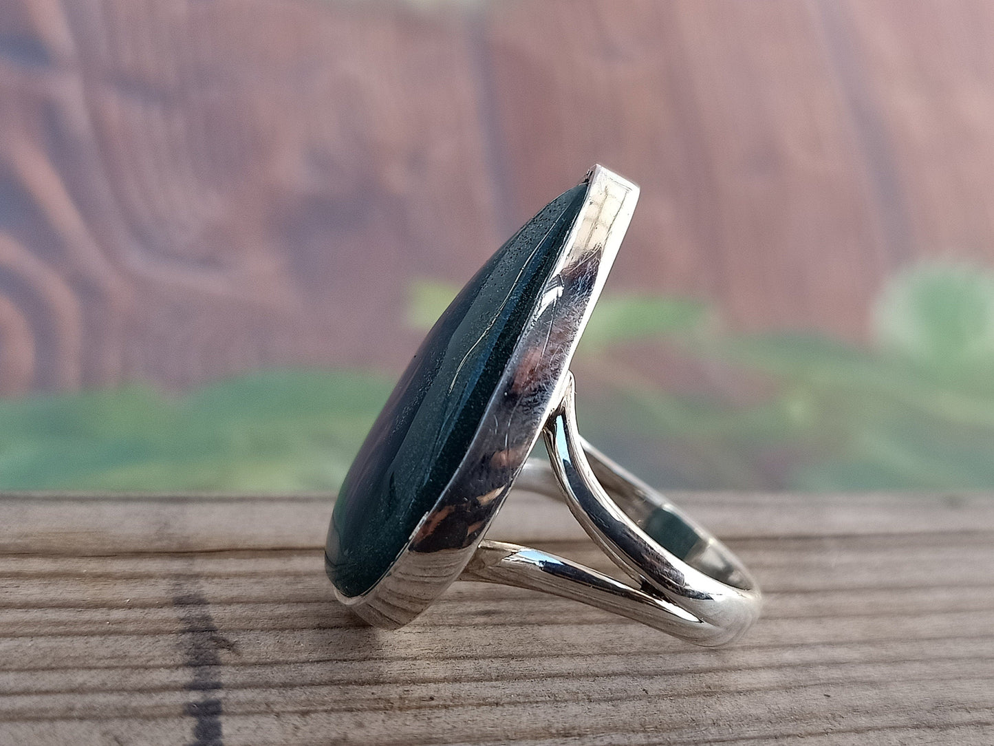 Boho Statement Ring - Moss Agate Sterling Silver Ring - Hand Crafted Bohemian Ring - Bohemian Ring -  Moss Agate Ring - Rings - Gift for her