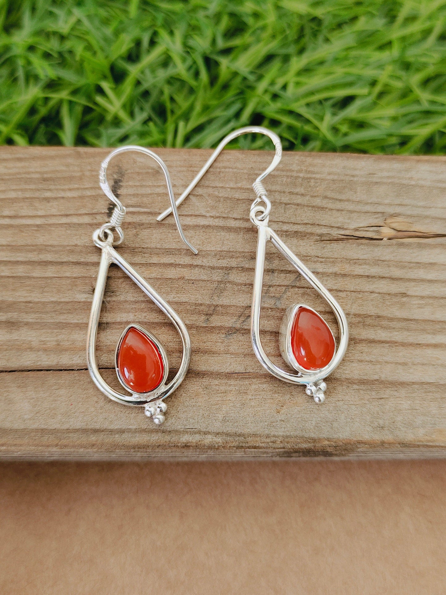 Carnelian 925 Sterling Silver Handmade Earring Carnelian Stone Daily wearable Earrings in Pear Shape Earrings Gift for He - Orange Earrings