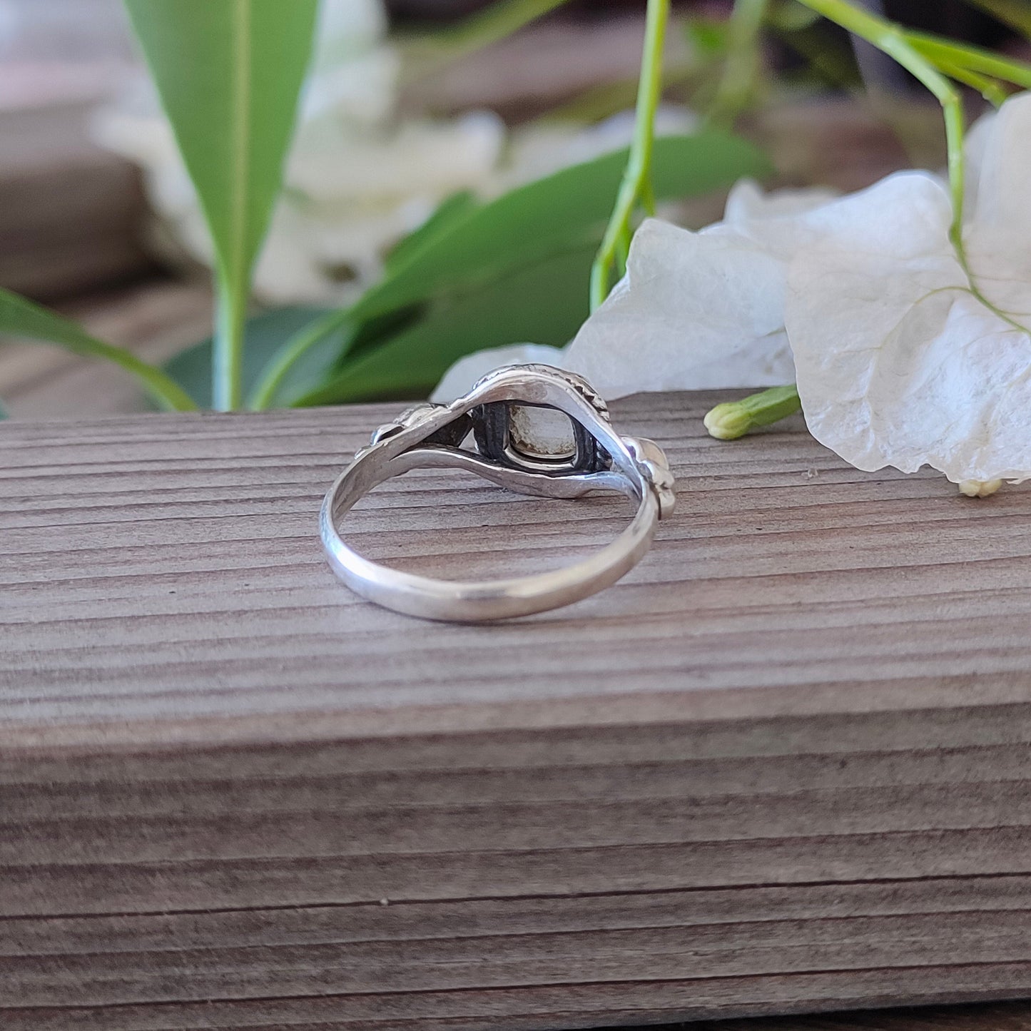 Moonstone Boho Ring - Rainbow Moonstone 925 Sterling Silver Ring - Hand Crafted Bohemian Ring-Rainbow Moonstone Rings - Gift for her