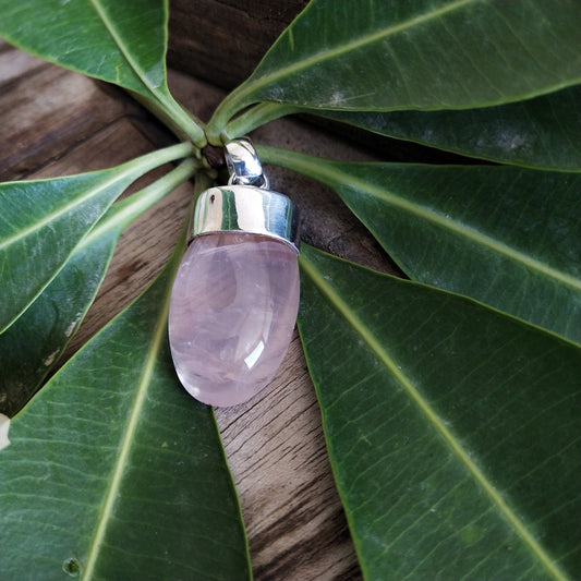 Rose Quartz Pendant in Solid 925-Sterling Silver | Gorgeous Handmade Rose Quartz Pendant | Boho Pendant Gift for Her