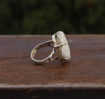 White Crystal Druzi Stone 925 Sterling Silver Ring - Hand Crafted Bohemian Ring-Bohemian Ring - White Crystal - Rings -Gift for