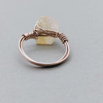 Citrine stone sterling silver rose gold plated ring - wired ring - Raw Gemstone  Ring- Hand Crafted Bohemian Ring  - summer gift