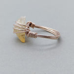Citrine stone sterling silver rose gold plated ring - wired ring - Raw Gemstone  Ring- Hand Crafted Bohemian Ring  - summer gift
