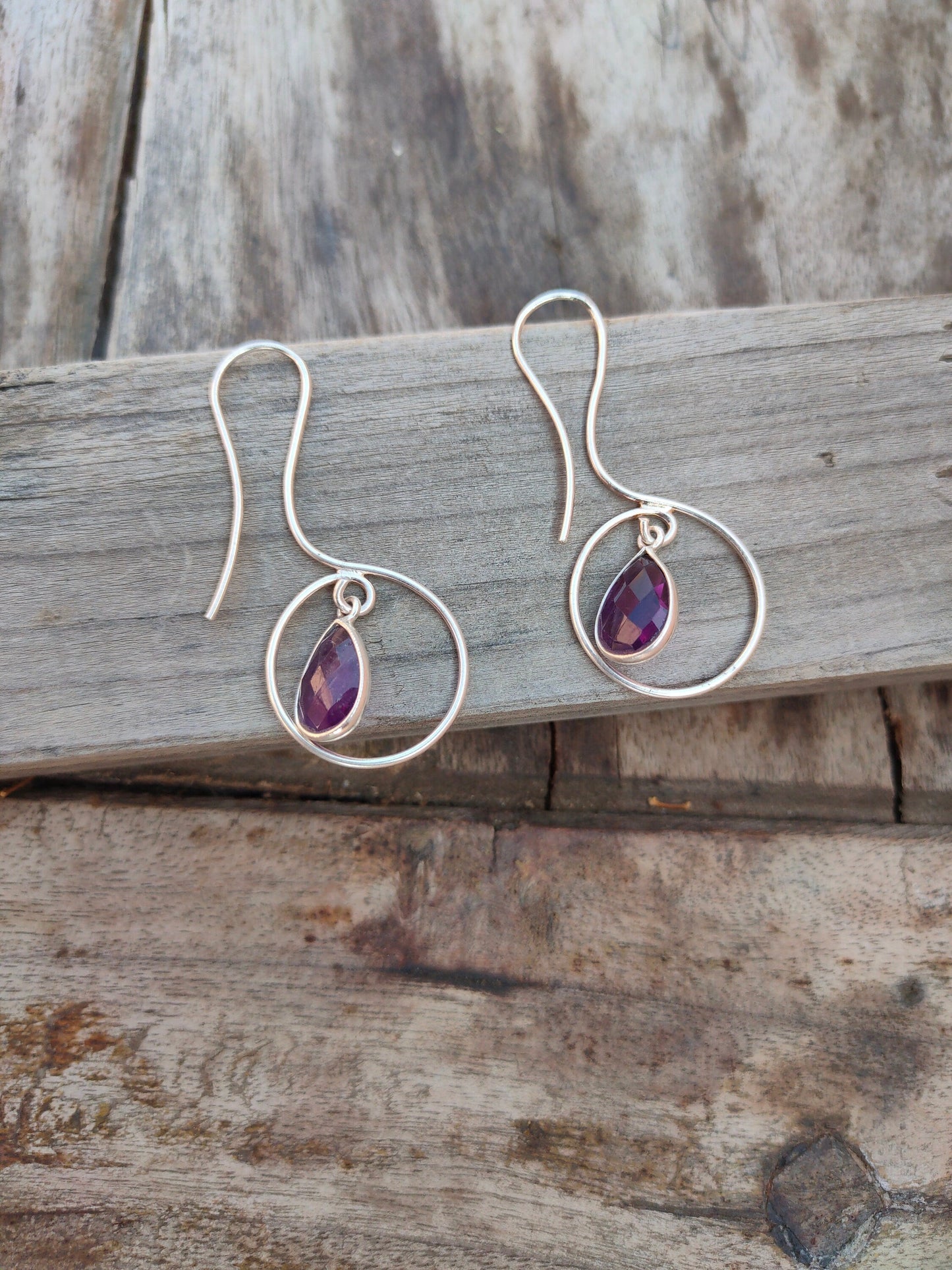 Natural Amethyst Sterling Silver Handmade Earring Amethyst  stone Silver Earrings  Daily Wearable Earrings Tear Drop Earrings Gift for Her