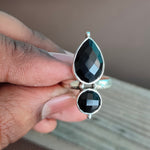 Black Onyx Boho  Ring,925 Sterling Silver Ring Black Onyx 2 stone ring - Bohemian Ring, Black Onyx ring- Rings - Gift for her , Rings- Gifts