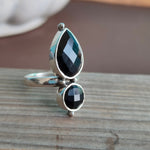 Black Onyx Boho  Ring,925 Sterling Silver Ring Black Onyx 2 stone ring - Bohemian Ring, Black Onyx ring- Rings - Gift for her , Rings- Gifts