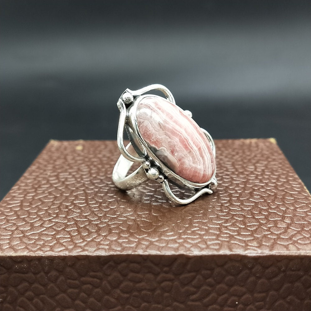 Beautiful Rhodochrosite GemStone Ring - 925 Sterling Silver Ring - Boho Ring - Wedding Rings - Silver Rings- gifts for her -Bohemian Ring