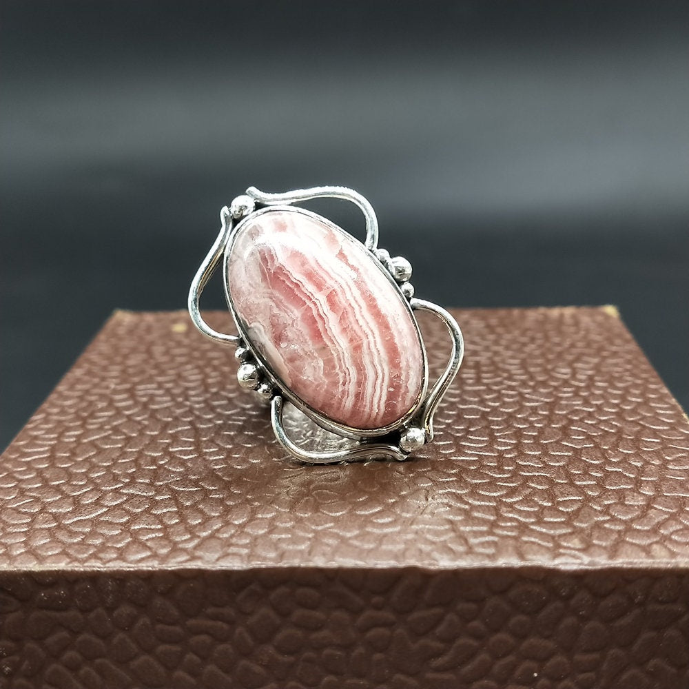 Beautiful Rhodochrosite GemStone Ring - 925 Sterling Silver Ring - Boho Ring - Wedding Rings - Silver Rings- gifts for her -Bohemian Ring