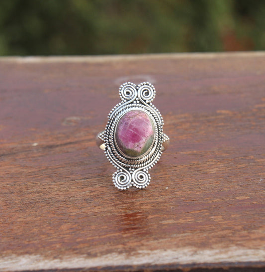 Boho Statement Ring - Ruby Fuchsite Sterling Silver Ring - Hand Crafted Bohemian Ring-Bohemian Ring - Ruby Fuchsite - Rings -Gift for