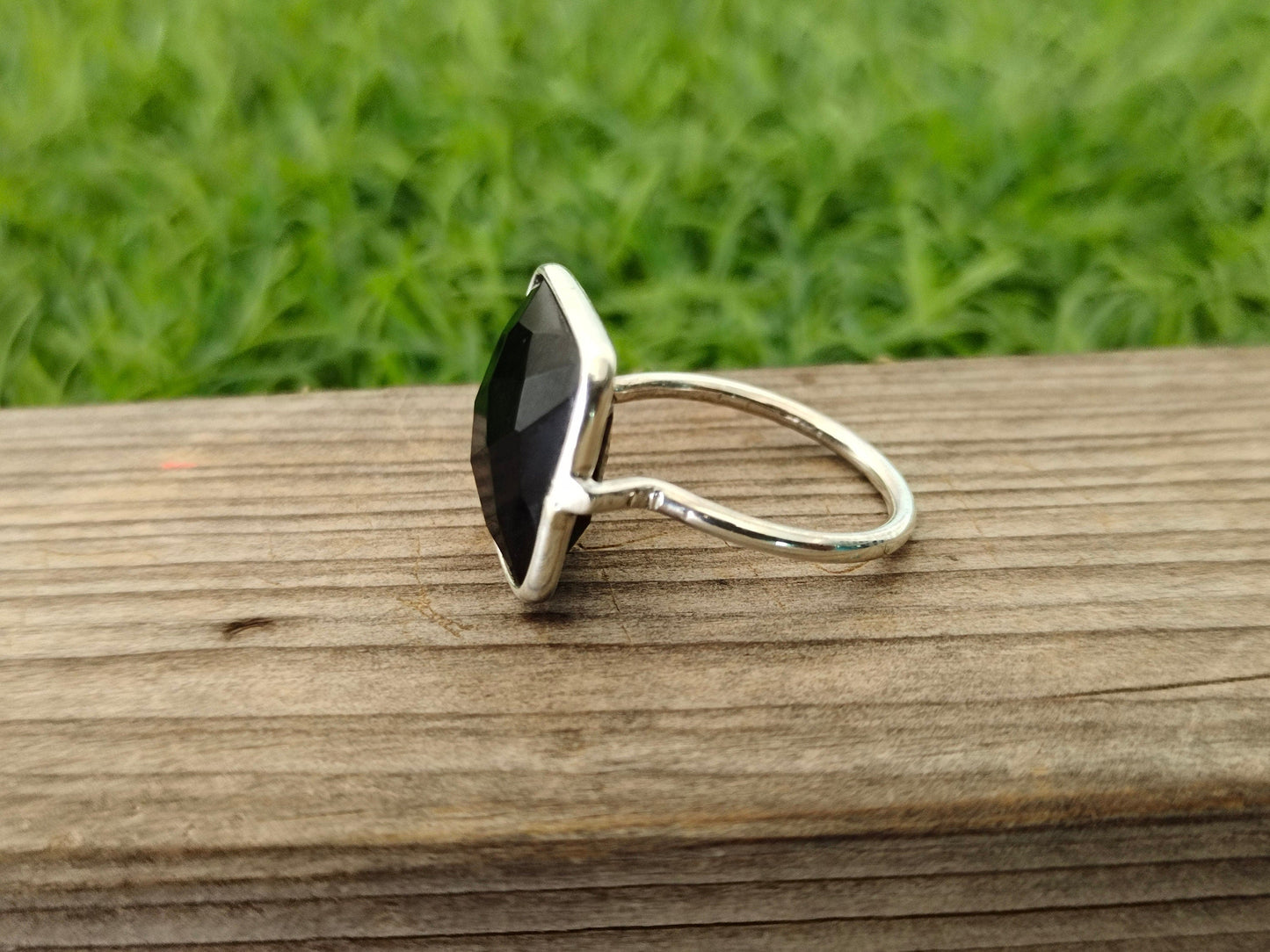 Black Onyx Boho Statement  Sterling Silver Ring - Fashion Ring - Beautiful Black Ring - Onyx Ring - Bezel Silver Jewelry - Boho Onyx Ring