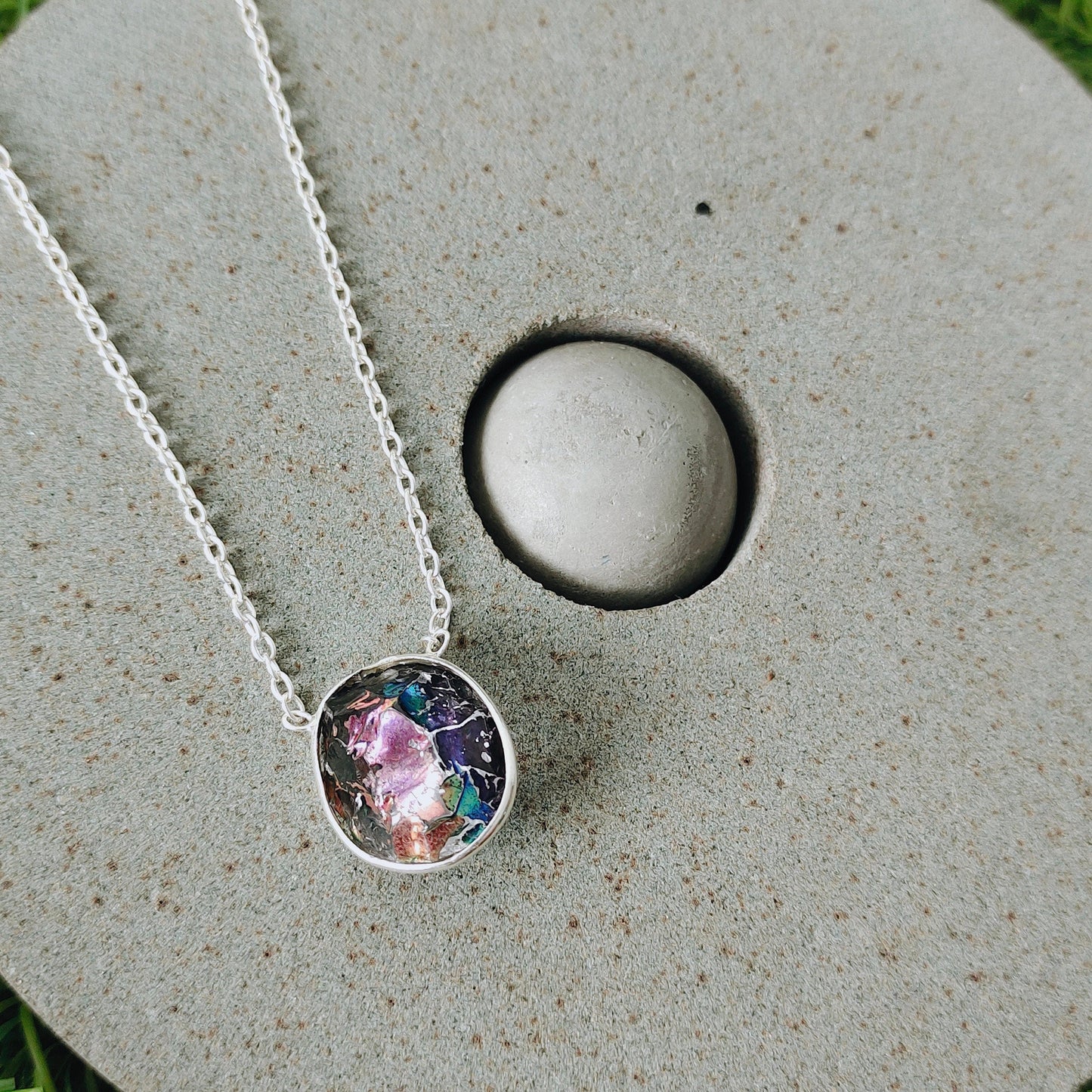 Druzy Necklace in Solid 925-Sterling Silver |Gorgeous Handmade Druzy Pendant |Boho Pendant Gift for Her - Oval Shape Pendant - Druzy Pendant