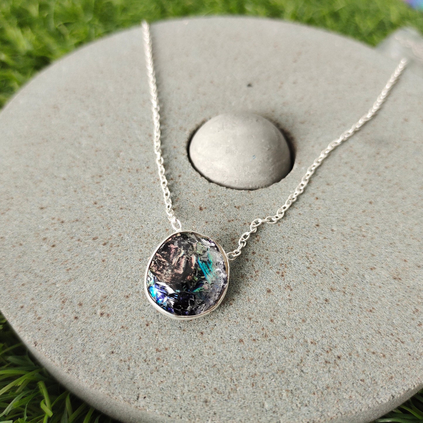 Druzy Necklace in Solid 925-Sterling Silver |Gorgeous Handmade Druzy Pendant |Boho Pendant Gift for Her - Oval Shape Pendant - Druzy Pendant