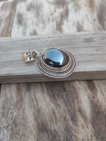 Handmade Hematite Pendant of Solid 925 Sterling Silver, Beautiful Hematite Pendant in Oval Shape, Boho Pendant Gift for her