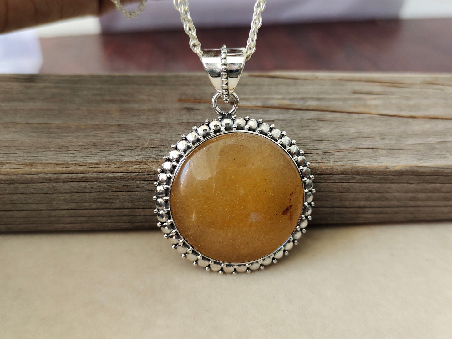 Yellow Lace Agate  Pendant in Solid 925-Sterling Silver | Gorgeous Handmade Yellow Lace Agate  Pendant | Boho Pendant Gift for Her