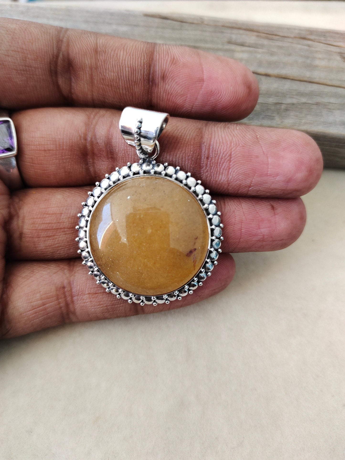 Yellow Lace Agate  Pendant in Solid 925-Sterling Silver | Gorgeous Handmade Yellow Lace Agate  Pendant | Boho Pendant Gift for Her