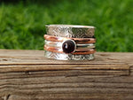 Spinner Band Ring , Sterling Silver Band ring , Garnet Silver band ring , 925 sterling silver ring , spinner ring , thumb ring , band ring