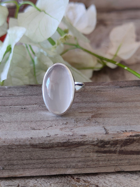 Boho Statement Ring - Rose Quartz Sterling Silver Ring - Hand Crafted Bohemian Ring-Bohemian Ring - Rose Quartz - Rings -Gift for