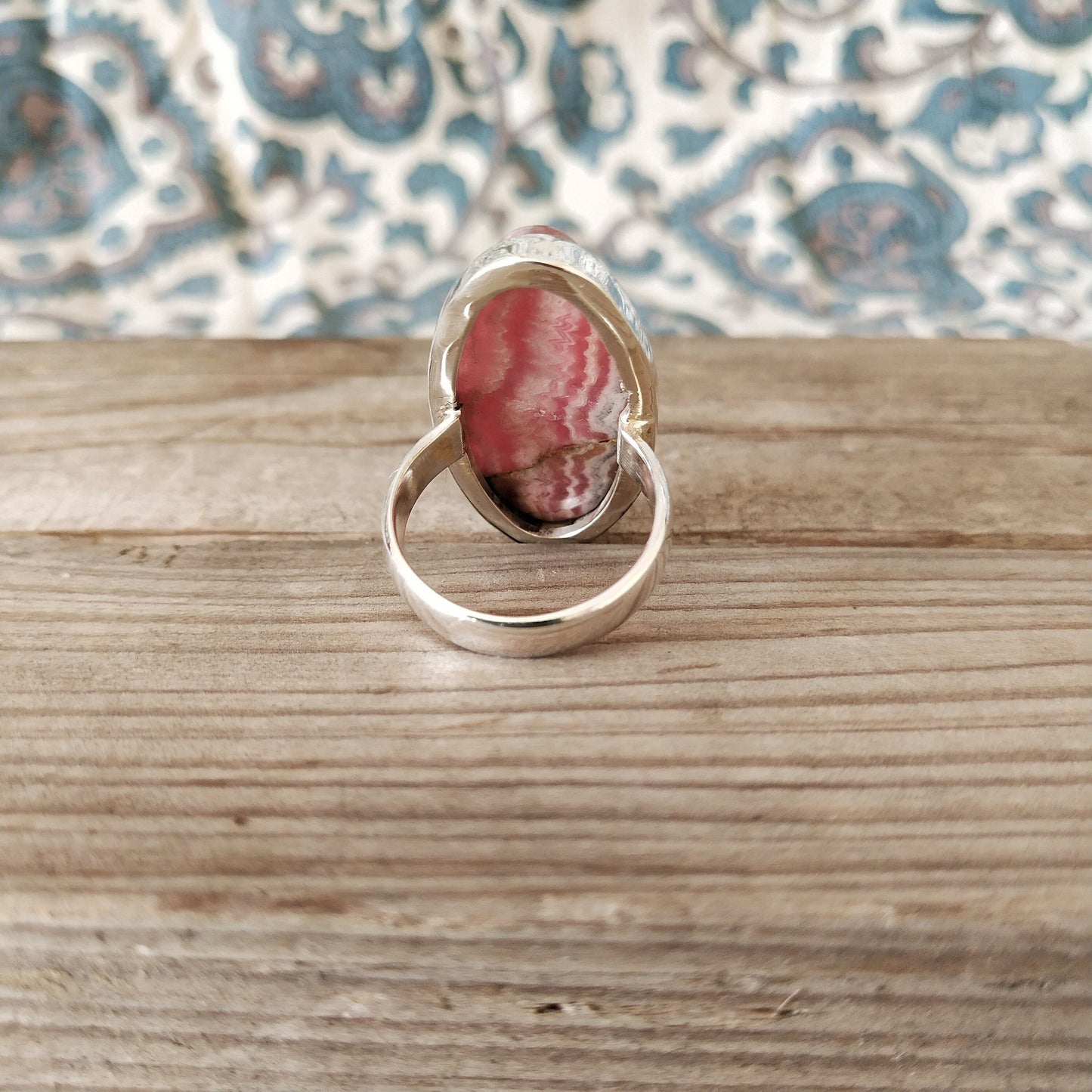 Natural Rhodonite Marquise Stone ring - Cabochon Fire ring - 925 sterling silver ring - Big Size ring - Anniversary Gift - Labradorite